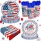 140PCS 4th of July Patriotic Party Supplies Set for 20 Guests – American Flag Disposable Tableware Kit with Plates, Cups, Napkins & Cutlery for Independence Day & Election Day Decorations (Light Blue Theme)